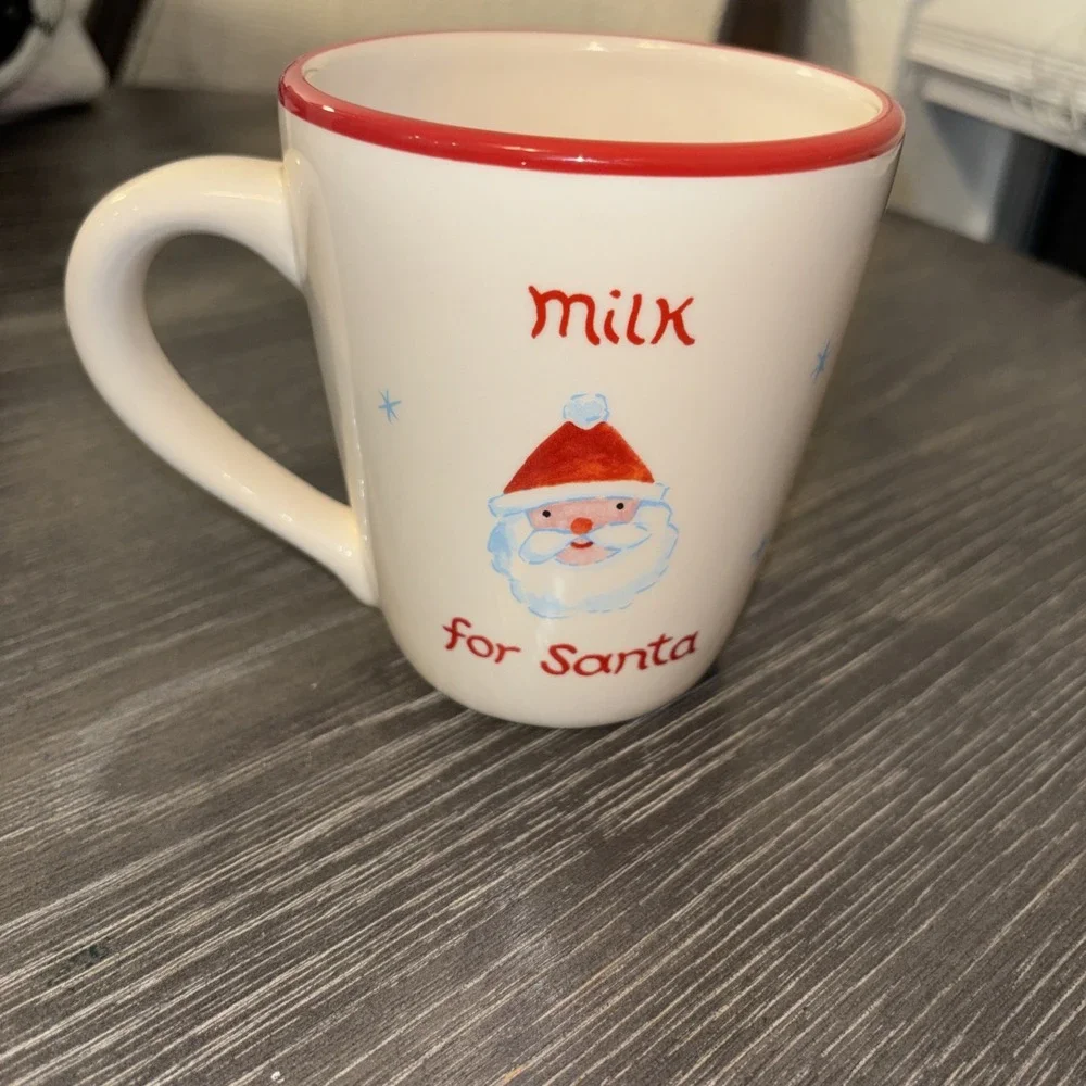 Pottery Barn Milk For Santa Mug/Cup‎ Merry Christmas Inside-EXCELLENT CONDITION